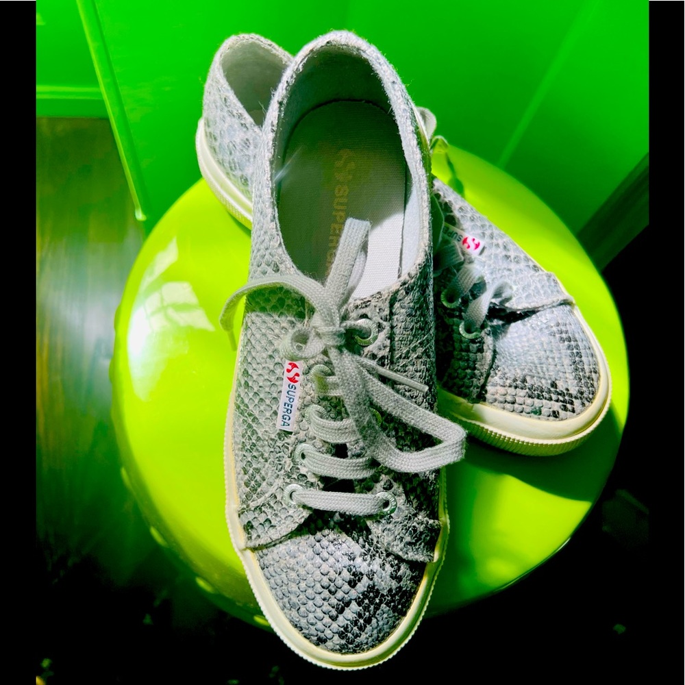 SUPERGA Faux Snake Skin Grey Sneakers